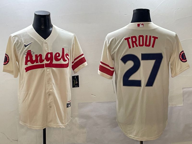 Men Los Angeles Angels #27 Trout Cream City Edition 2025 Nike MLB Jersey style 1